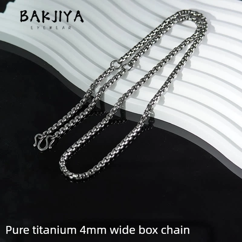 New Design 4.0mm Pure Titanium Box Chain Men's Necklace, Hangable Multiple Pendants, Lightweight Skin-Friendly Women's Necklace