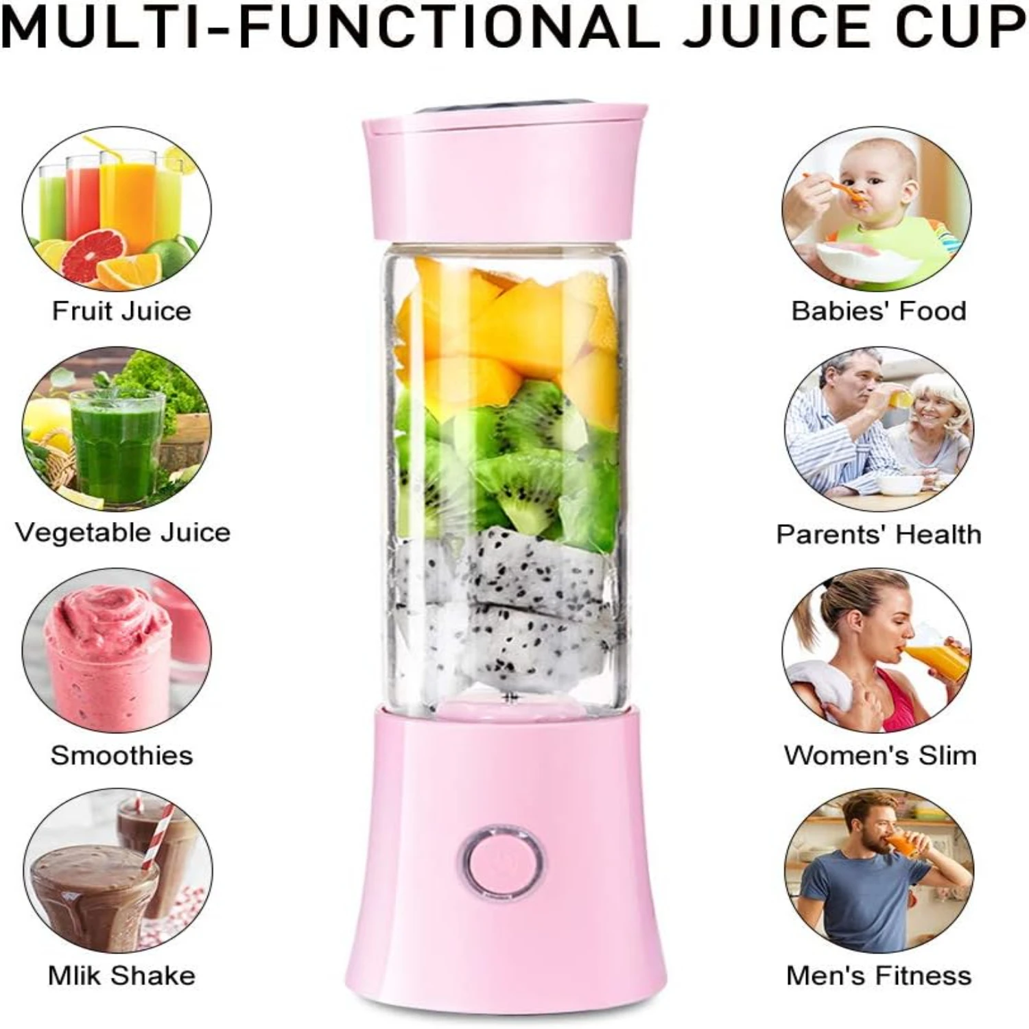 Convenient and efficient 2019 Portable USB Rechargeable Blender with 480ml Capacity - Newest Easy to Use and Easy to Clean Food