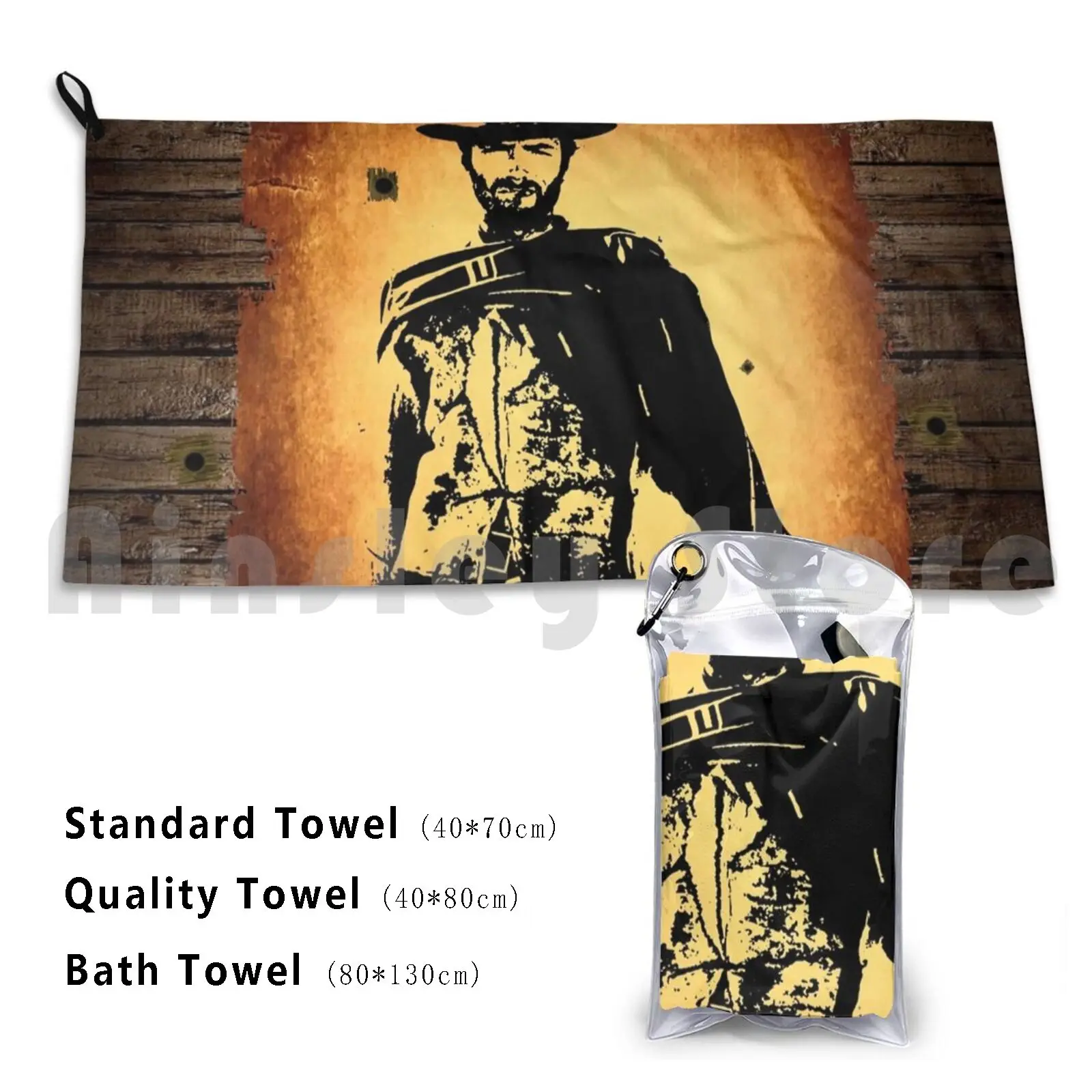 Cowboy The Legend Beach Towel Quick Dry Quality Towel Western Cowboy Wood Wild West Legend Gunslinger Abstract