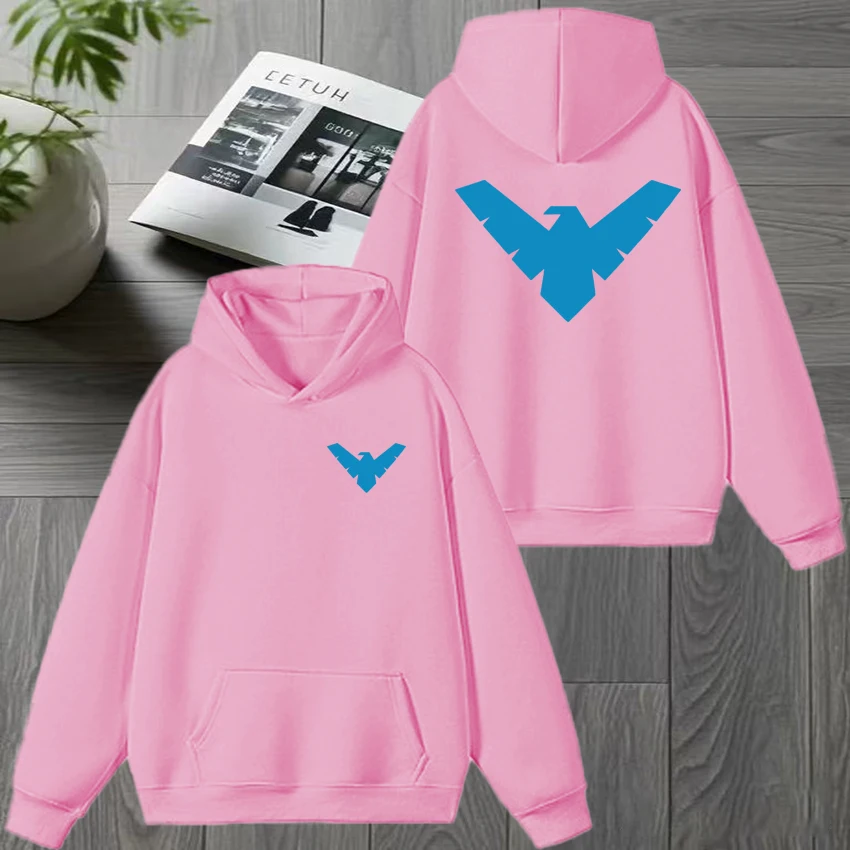 2025 Neuer Persönlicher Nightwing-Druck Herbst-Winter-Hoodie für Männer und Frauen, Harajuku Cartoon Fleece-Sweatshirt, Unisex Fleece-Pullover – Detail 11