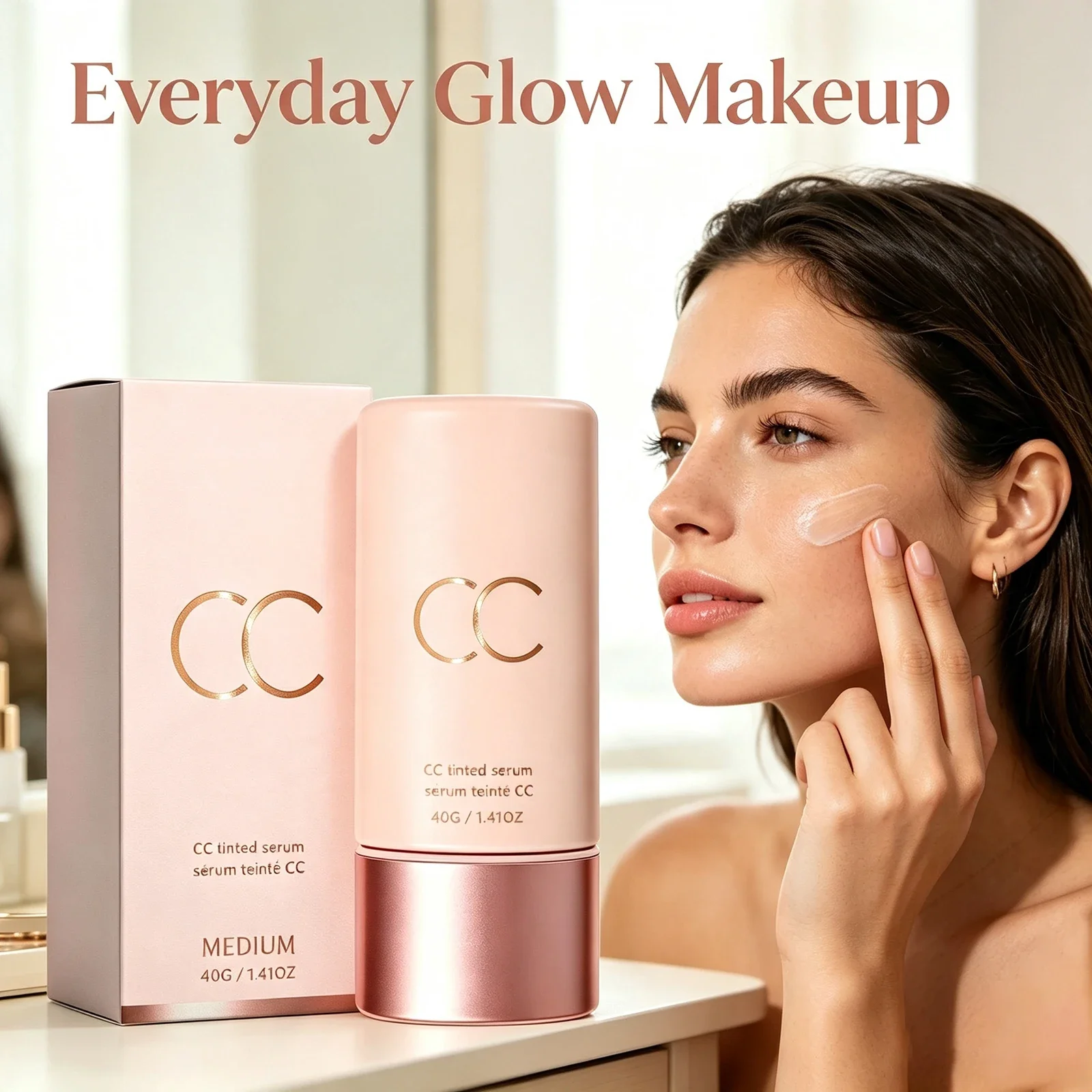 CC Color Correcting Cream Lightweight Smooth No Caking Even Tone Natural Glow Easy Apply No Makeup for Women Daily Commute