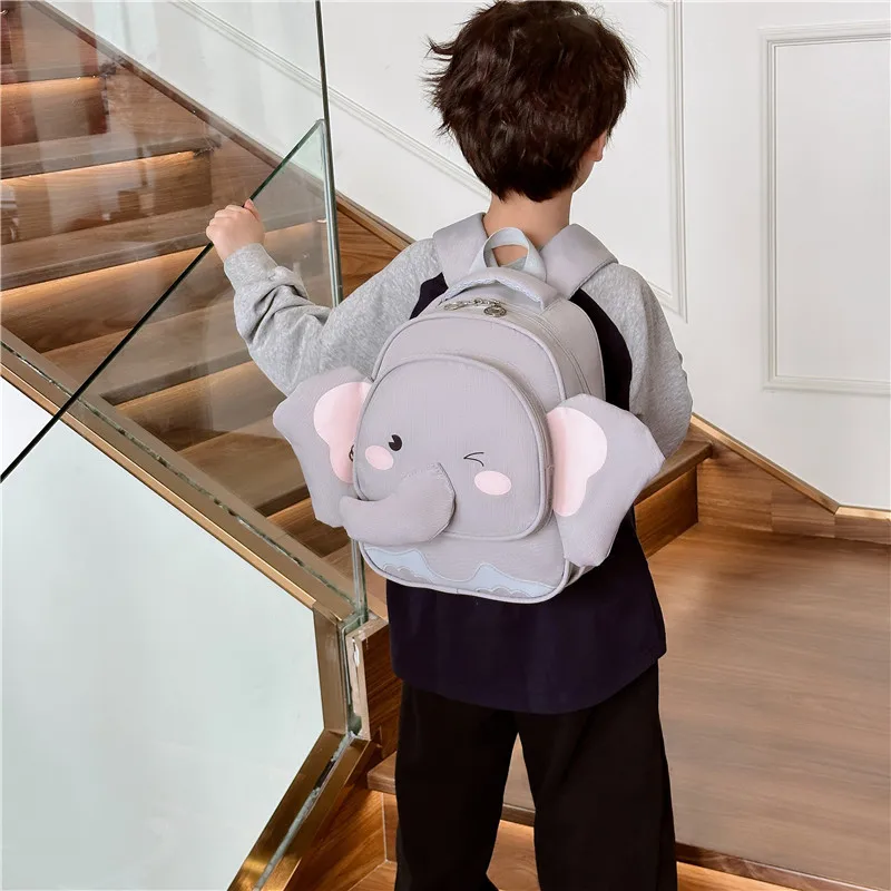 2024 New Children's School Bag Cute Elephant Baby Lightweight Backpack Personalized Boys and Girls School Canvas Bag