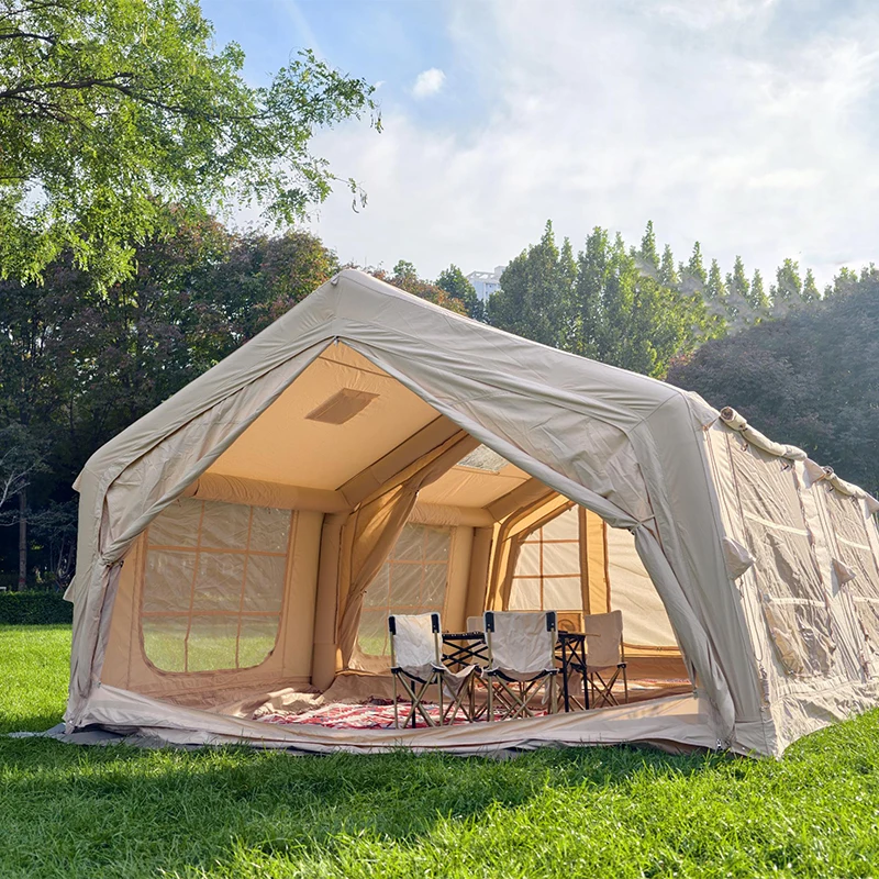 2026 Outdoor Breathable Luxury Blow up Tents 17.28 Square Meter Waterproof Oxford Rain Cape Portable Inflatable Air Tents