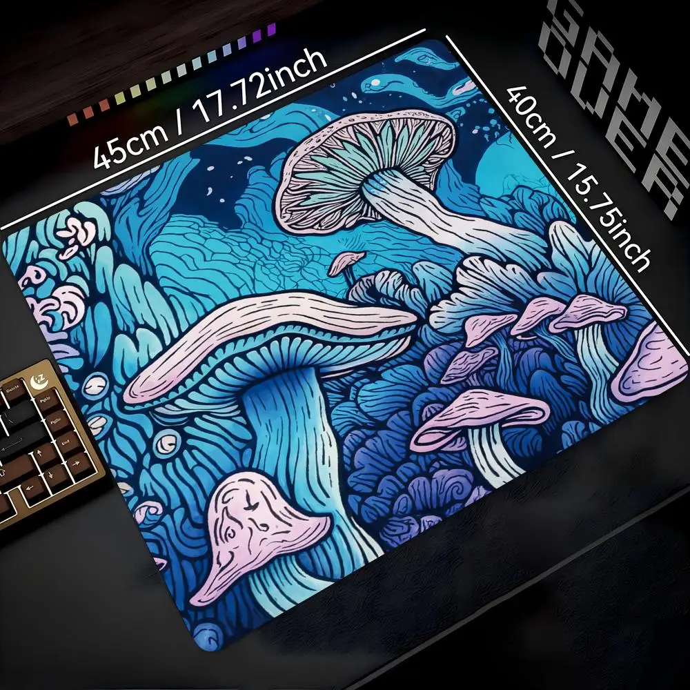 Psychedelic Art Giant Mushroom Mouse Pad Desk Mat Gaming mats with Stitched Edge Durable Non-Slip 40X45CM mousepads desk pad