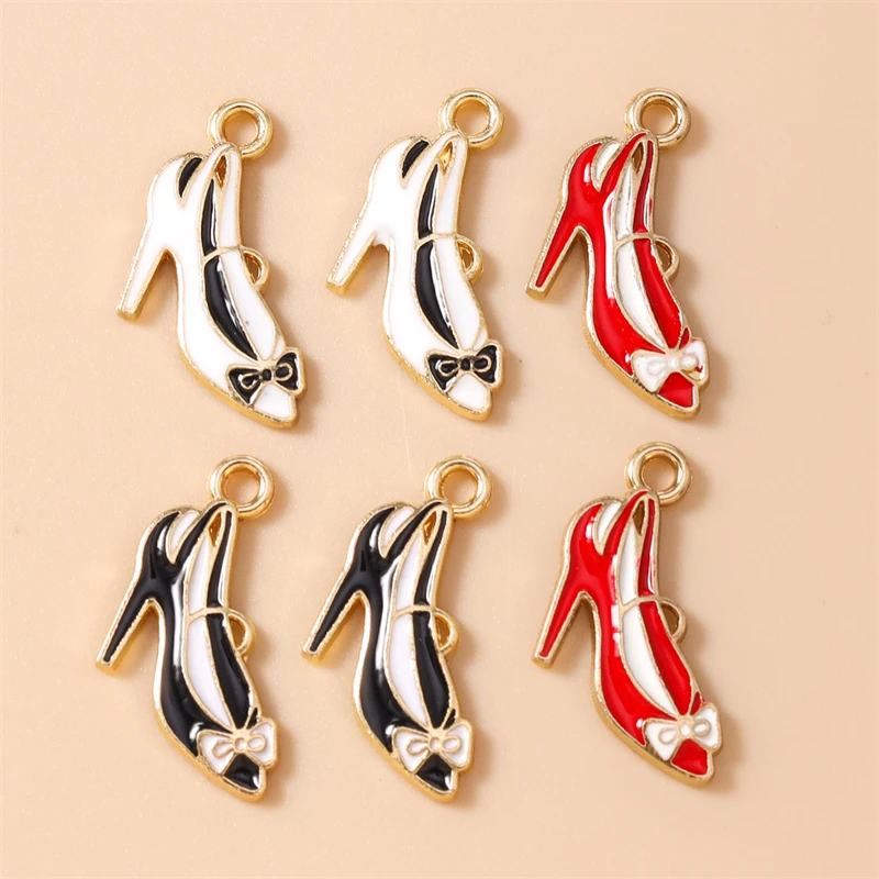 10 Stück niedliche Emaille-Anhänger in Form von roten Lippen und High Heels, Lippenstift-Charms für die Schmuckherstellung, Halsketten, Ohrringe, Armbänder, DIY-Bastelbedarf – Detail 18