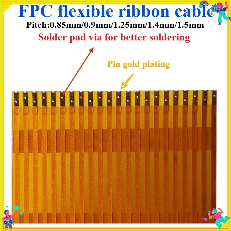 2Pcs 1.4mm/1.5mm Pitch 3/4/6/7/8/9/10/12/14/16/18/20/22/24/26/30P Solder Pad Via FPC Cable Pin Gold Plating  Cable Connector