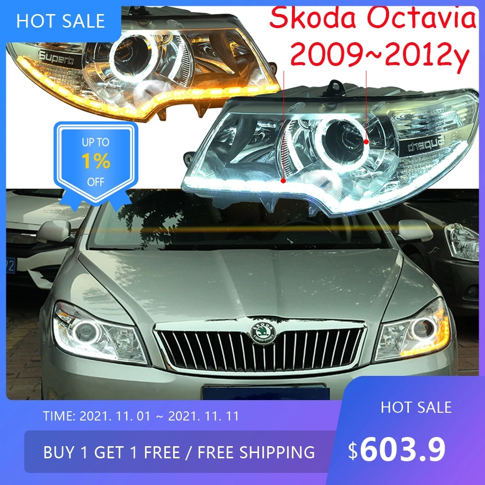 

1set 2009~2013y auto bupmer head light for Skoda Octavia headlight auto accessories LED HID fog for Octavia headlamp