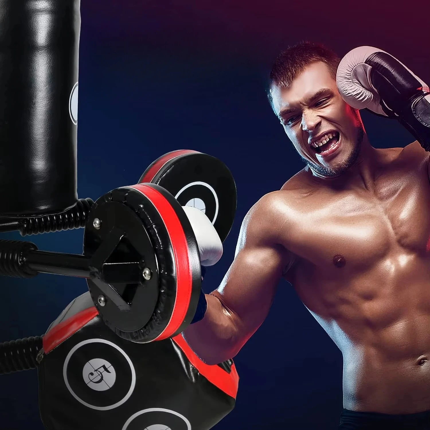 Saco de boxe pesado de parede de alvo de boxe de velocidade de sparring multiponto, alvo de combate masculino