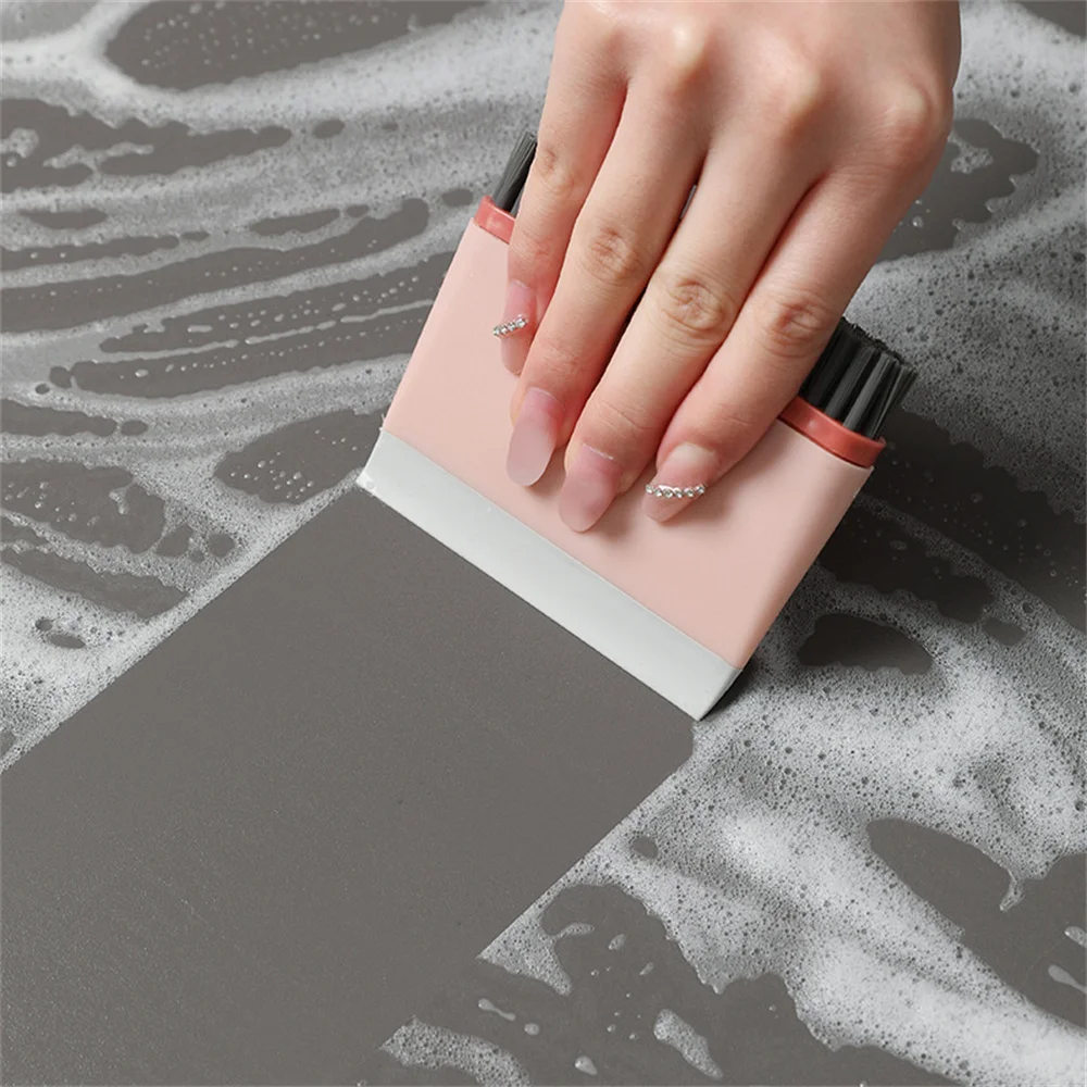 Dual-use Mirror Wiper Cooktop Table Cleaning Scraper Toilet Mirror Scraper No Dead Angle Slot Groove Brush Home Cleaning Tool