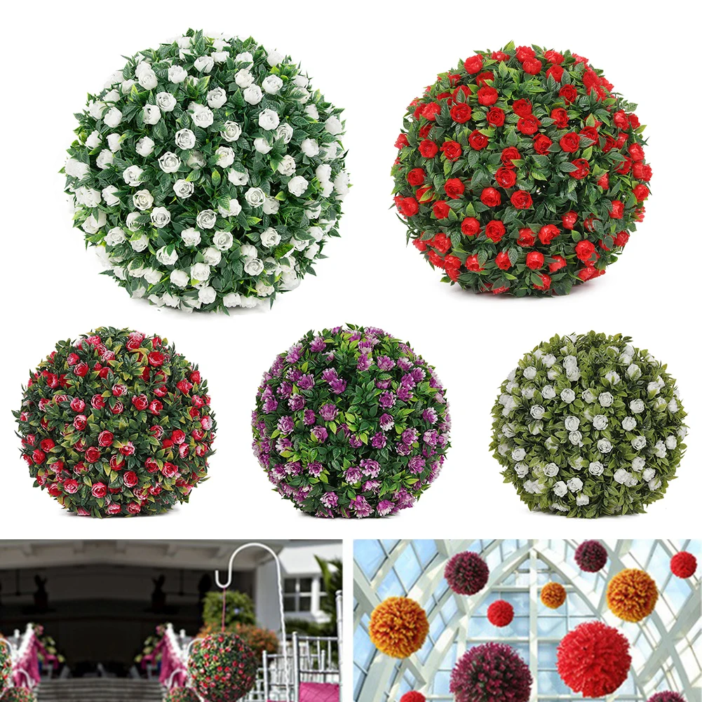 20/25cm Artificial Rose Flower Ball Half Round Hanging Plant Outdoor Garden Basket Plant Wedding Party Hotel Flowers Decor