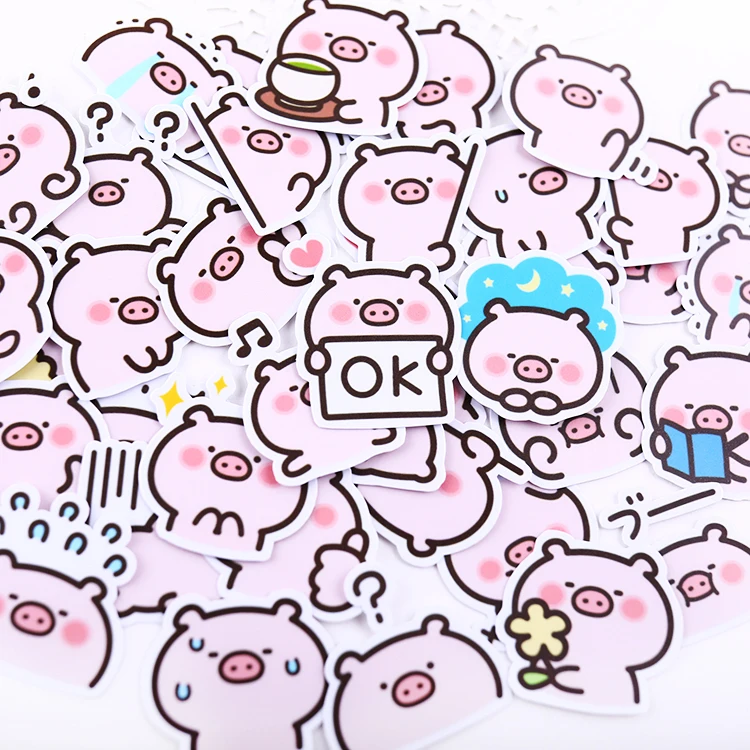 40 Stuks Varken Uitdrukking Hand Account Sticker Decoratie Patroon Schattige Cartoon Japanse Mobiele Telefoon Hoesje Ipad Notebook Materiaal