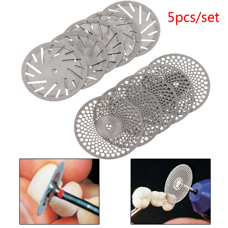 5pcs Dental Ultra-thin Double Sided Diamond Cutting Disc Mandrel Teeth Whitening