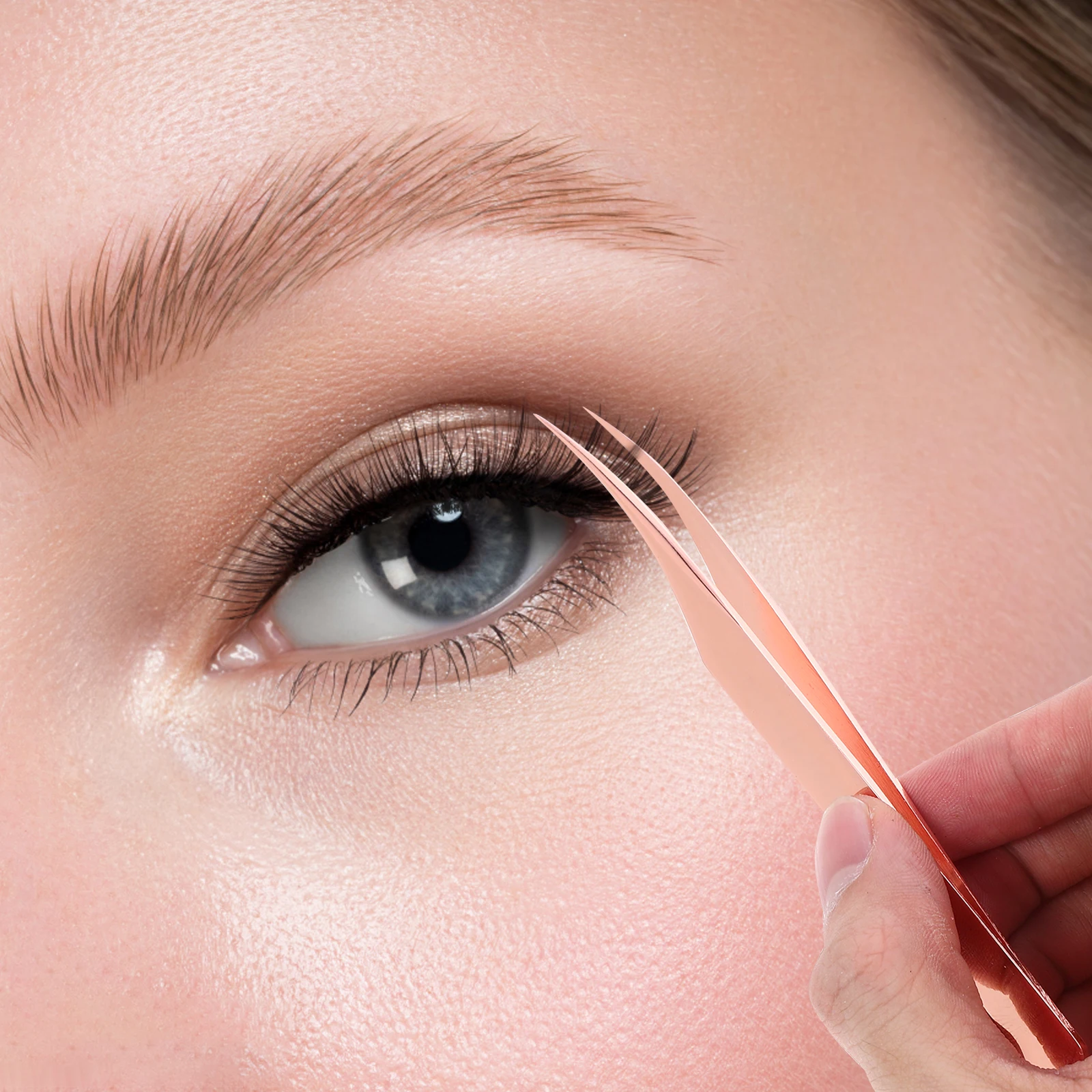 4Pcs Eyelashes Tweezers Set Stainless Steel Precision Lash Extension Tools Curved Dolphin Shape for Makeup Application Eyelash