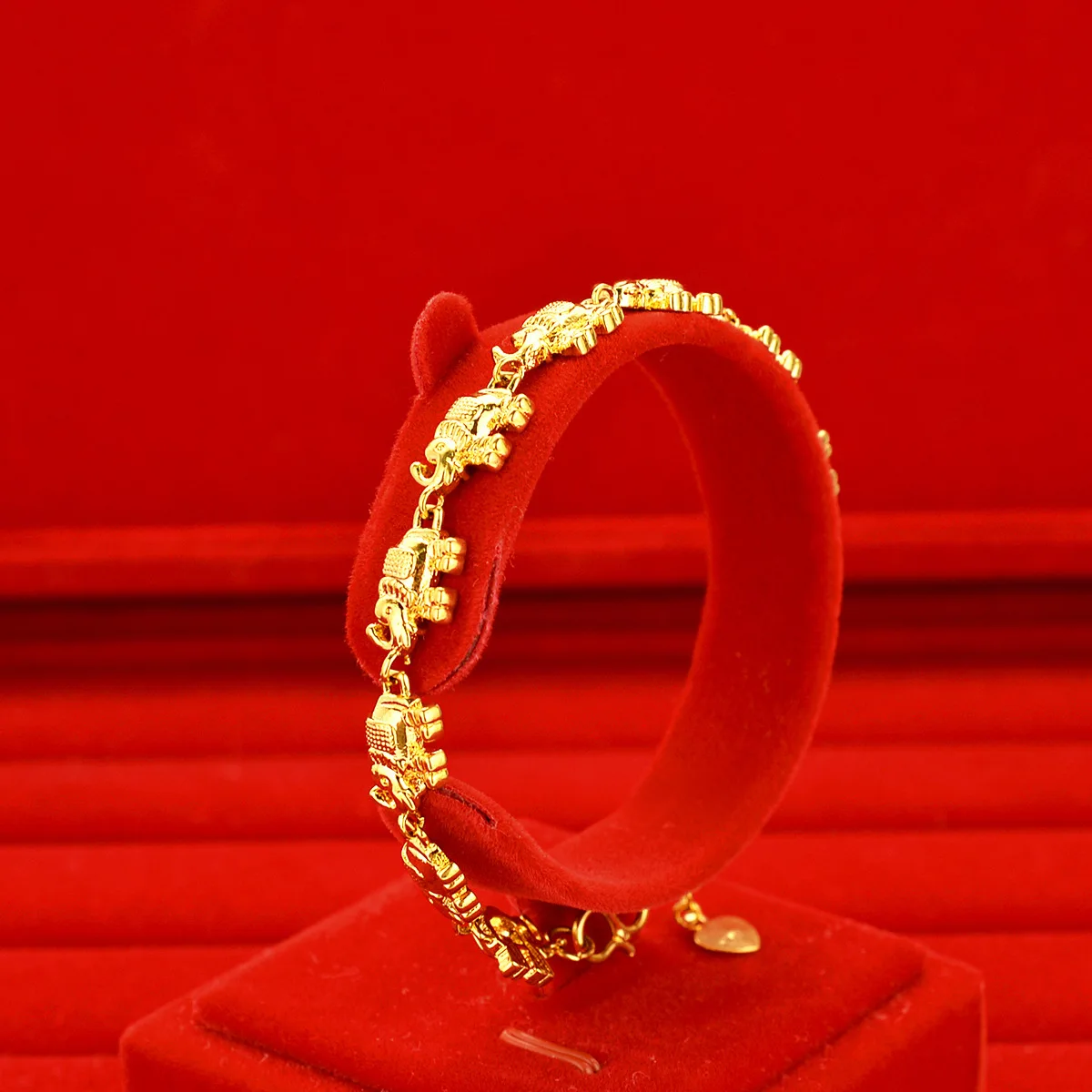 

High quality AU999 gold bracelet female jewelry 24K pure gold mascot elephant hand jewelry fashion real gold bracelet