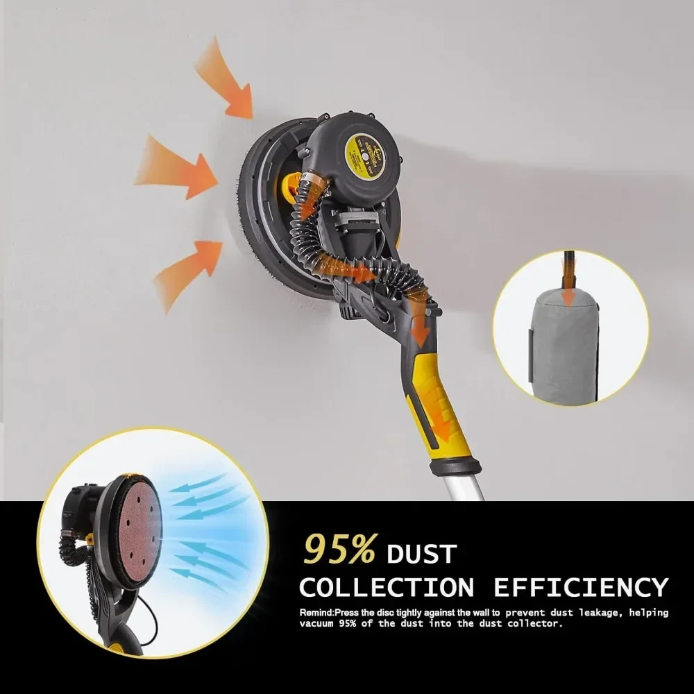 Drywall Sander, 750W Electric Drywall Sander with Vacuum Dust Collection, 6.5A Motor Dustless Floor Sander