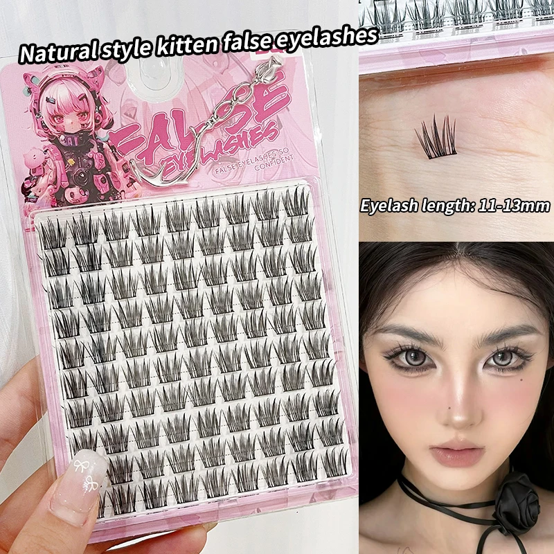 Bqi ナチュラルキャットつけまつげ、自然に拡大された両目、使いやすい、韓国の女性の必須のチャームがいっぱい、リアルなつけまつげ、フルフリーつけまつげ、2羽の鳥の手を作る