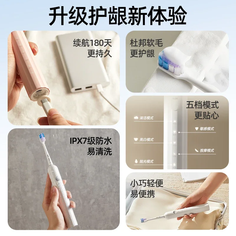 USB/110V/220V Official Electric Toothbrush for Adults - Smart Sonic Couple Kit with Soft Bristles and Automatic Function