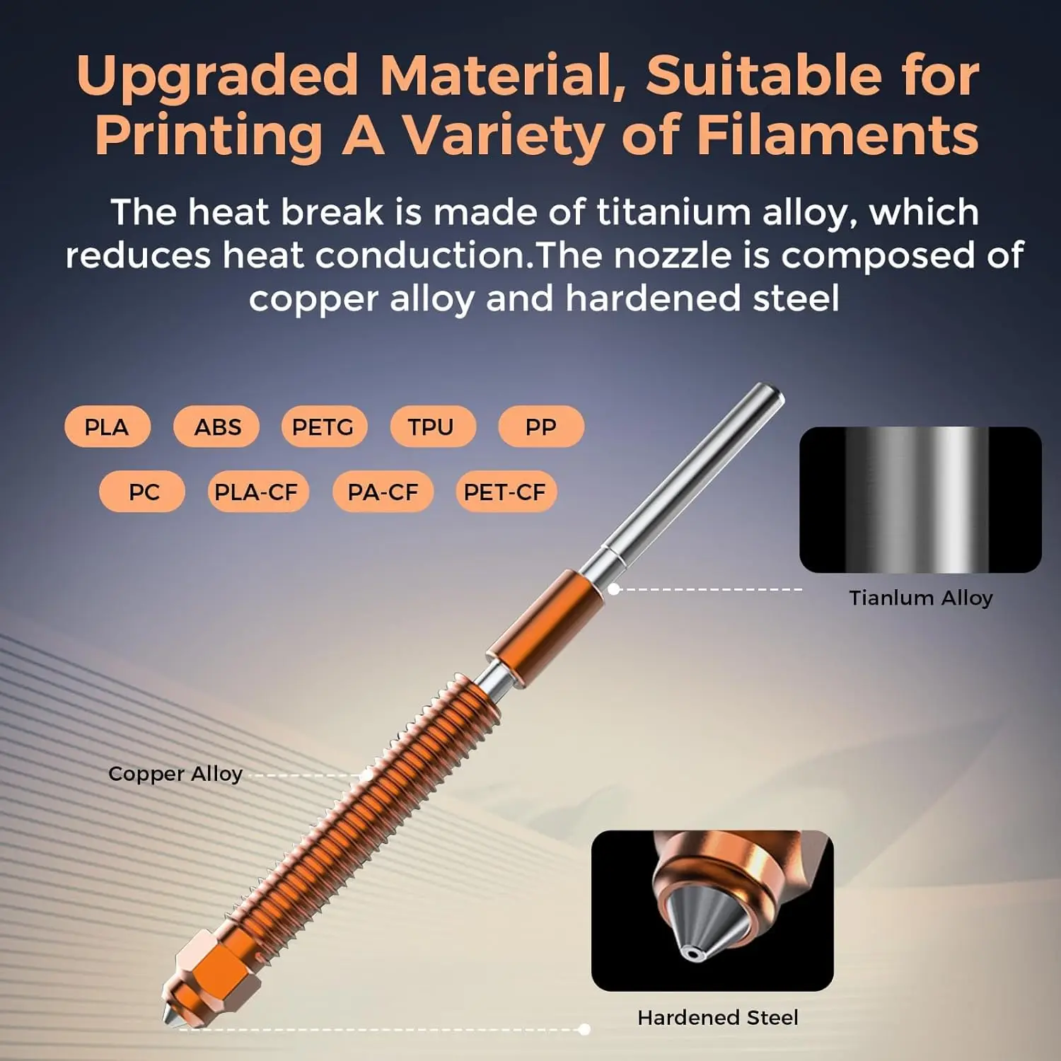 Offizielles Creality K2/K2 Pro/HI Düsen-Kit, Schnellwechsel-3D-Druckerdüse aus Kupferlegierung und gehärtetem Stahl mit Schraubenschlüssel – Detail 6