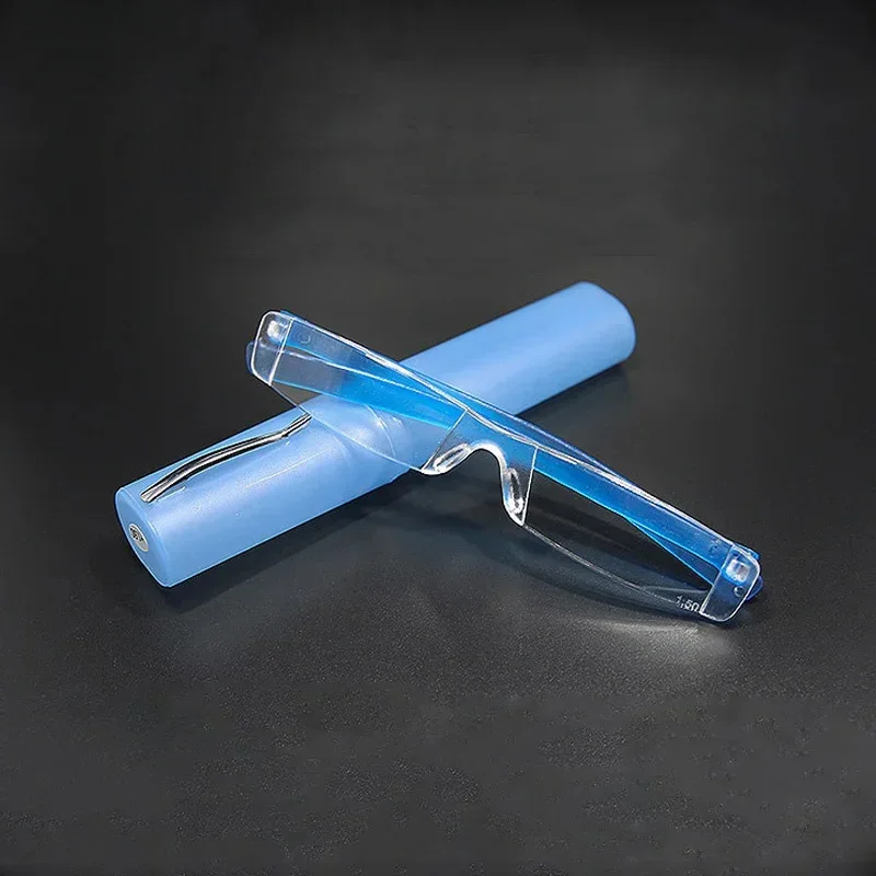 Small Reading Glasses Pen Holder Ultra Light Transparent Presbyopic Spectacles Portable Unisex Jelly Color Reading Eyewear