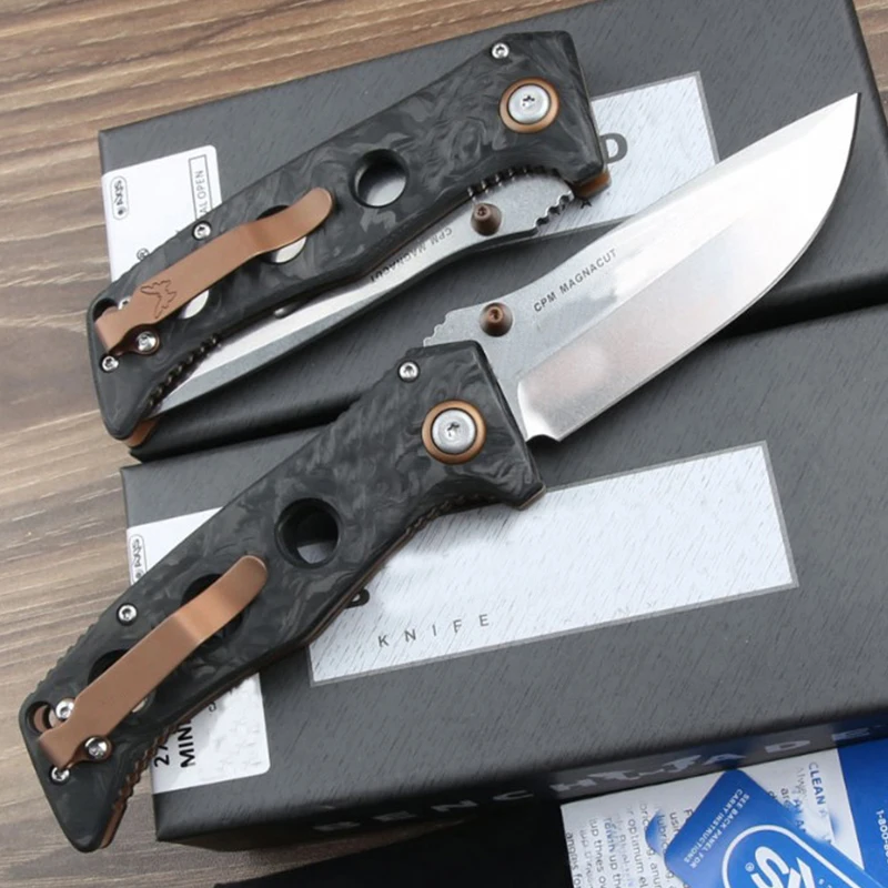 New 273 Mini Carbon Fiber Handle Folding Knife CPM MAGNACUT   Bearing Outdoor Camping Hunting Kitchen Survival EDC Tool Knife