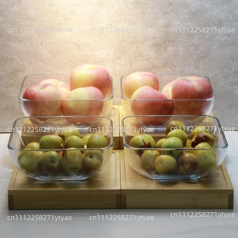 Bamboo Wood High Low Fruit Display Rack Seasoning Bowl Stand For Hotel Breakfast Dining Hall Table Decor