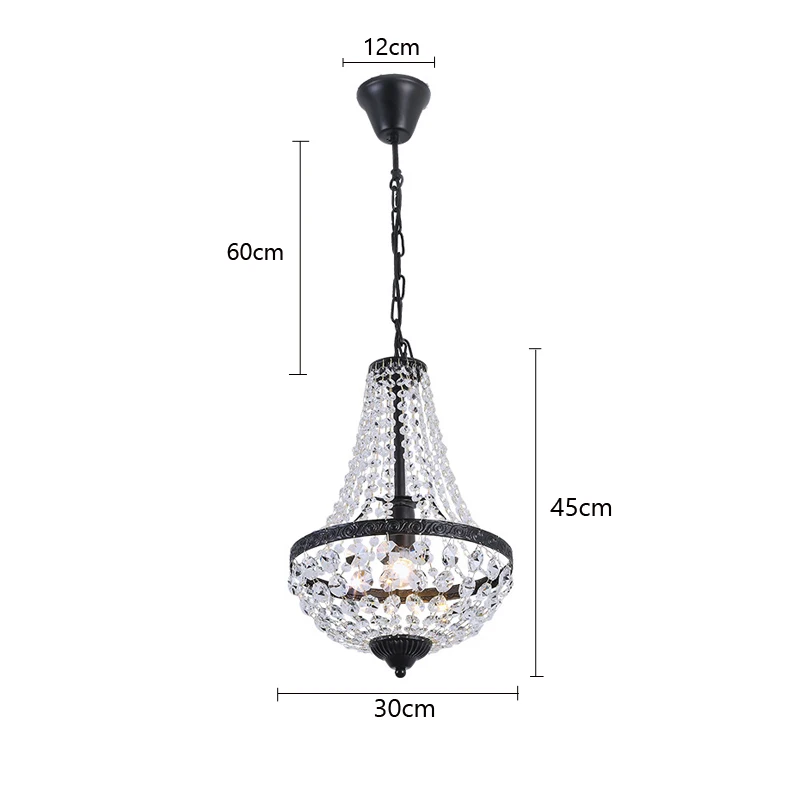 American Crystal Chandelier Iron Art Restaurant Living Room Bar Dining Room Pendant Lamp Bedroom  Crystal Hanging Lamp