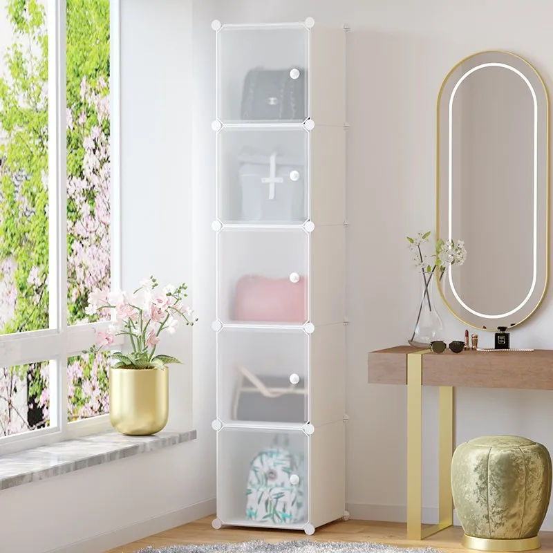 

Dustproof Bedroom Renting Home Use Bag Storage Rack Nordic Style Pure Color Leather Bag Organizer Cabinet behind Door Shelf