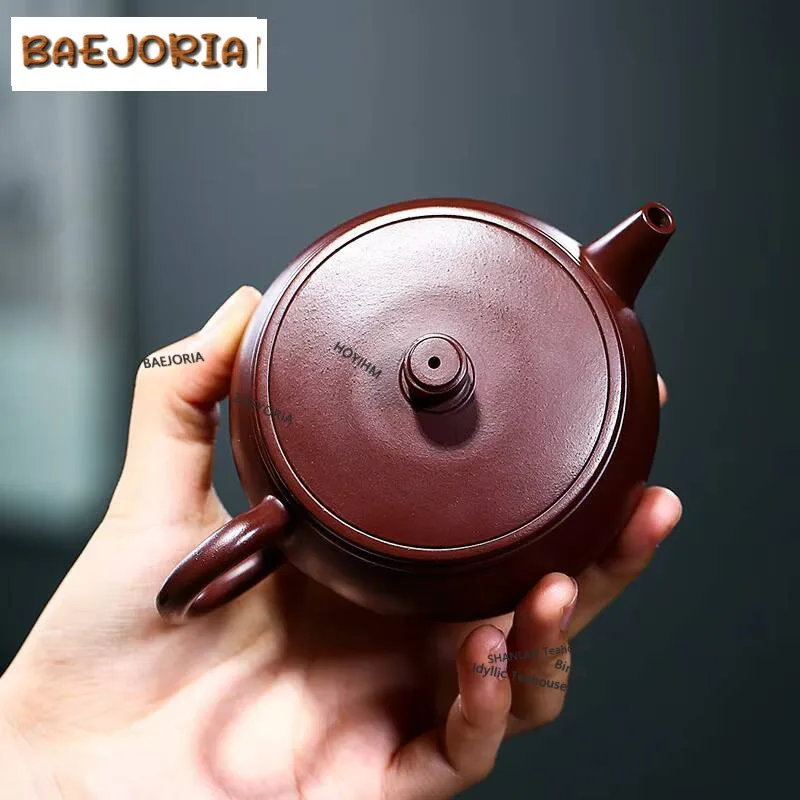 220ml Classic Yixing Purple Clay Teapots Master Handmade Well Curb Pot Raw Ore Purple Zhu Mud Kettle Zisha Teaset Drinkware Gift