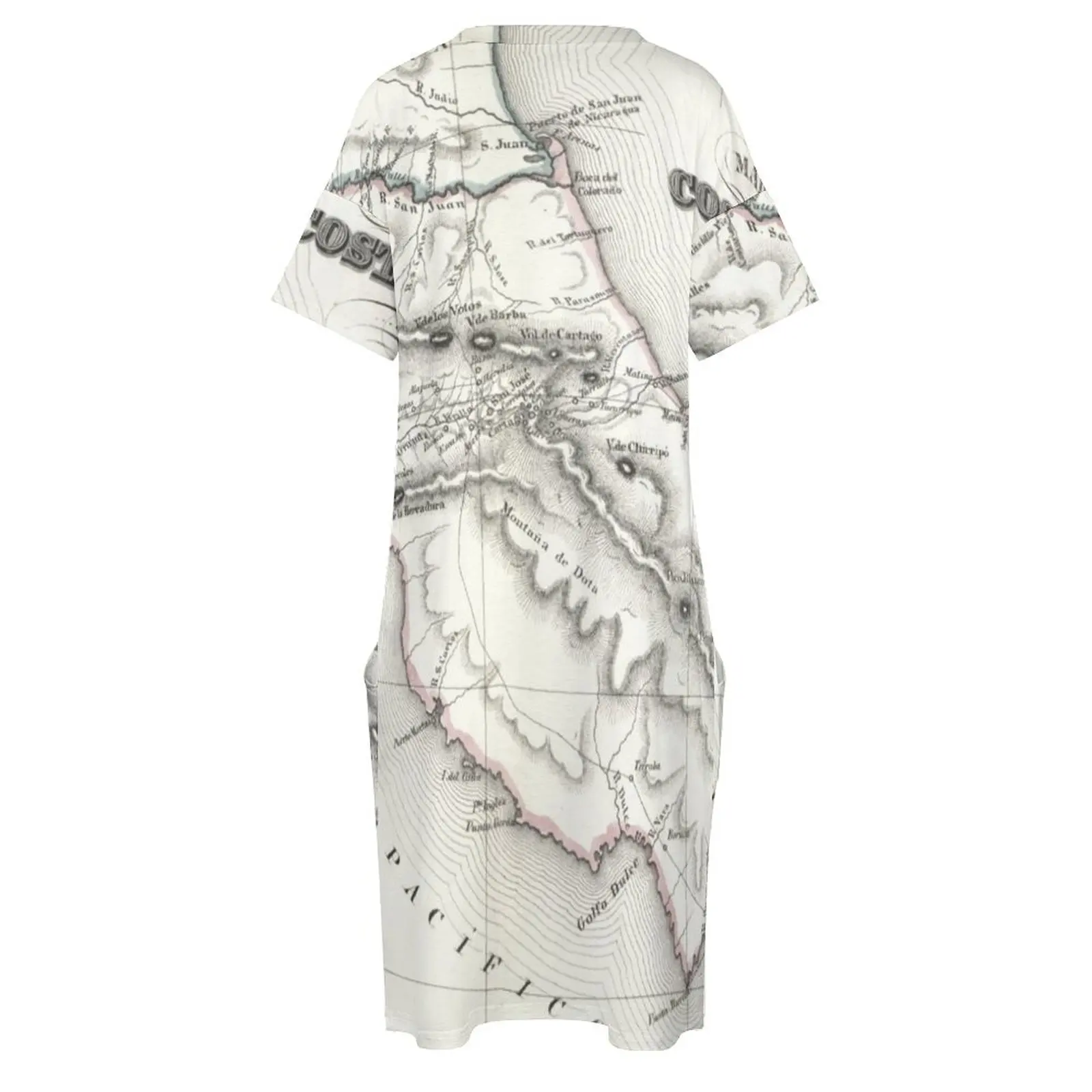 Carte Vintage de Costa Rica (1850), robe ample à poches, robes d'été pour femmes, robe de soirée