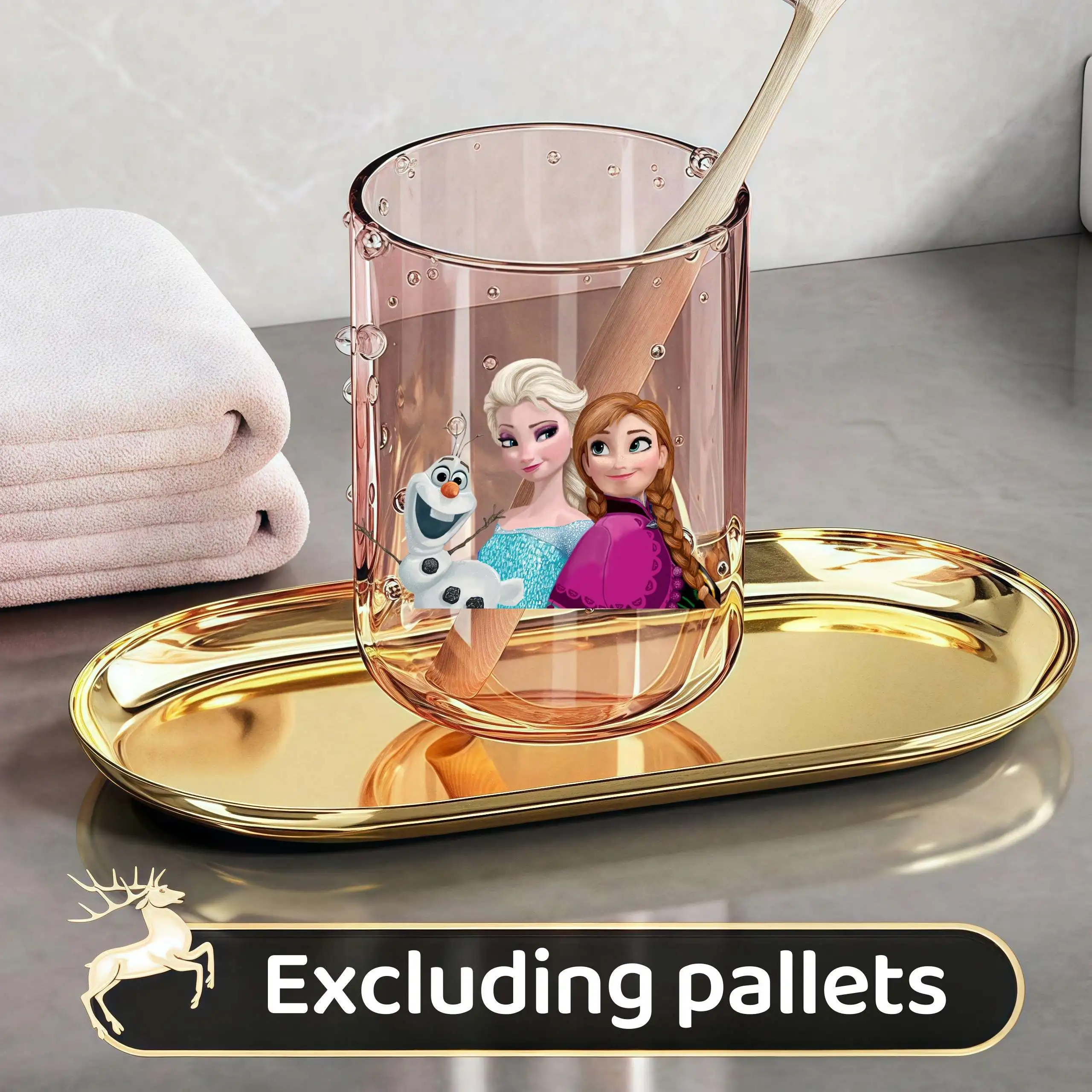 كوب ديزني فروزن برينسيس إلسا للأطفال، كوب غسيل منزلي، لون نقي، كوب غسيل شفاف، حقيبة تخزين لفرشاة الأسنان #3