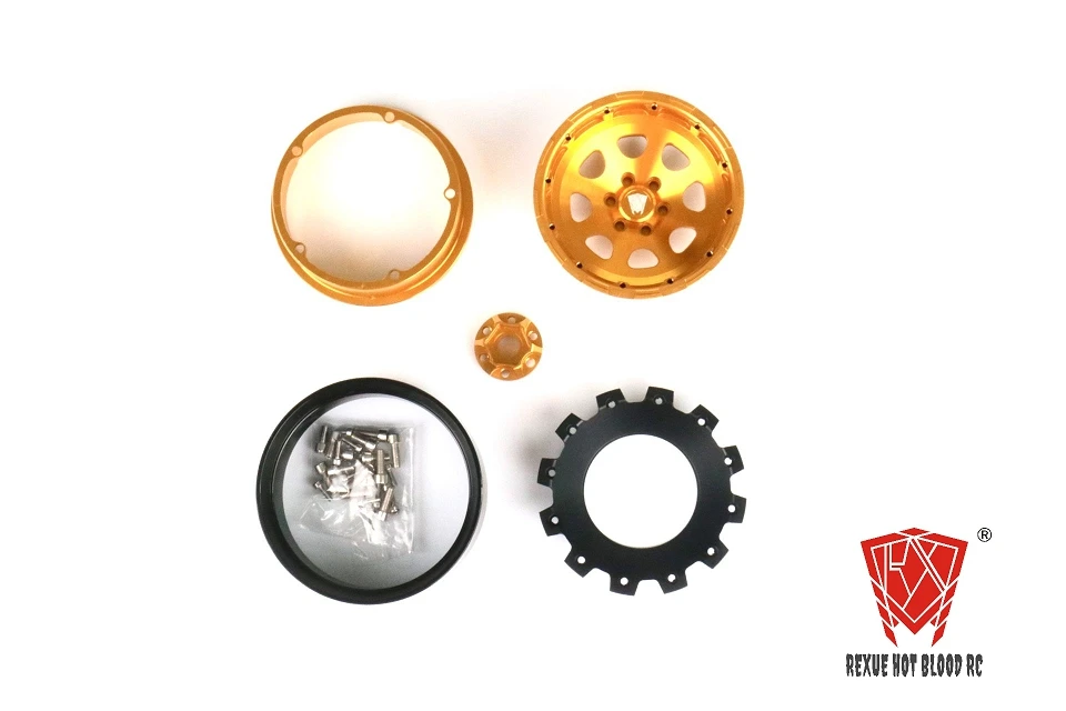 4 Uds. Llantas de aleación de aluminio 2,2 Beadlock para 1/10 RC Rock Crawler Axial SCX10 RR10 Wraith 90056 TRX4 TRX-6 cubo de rueda