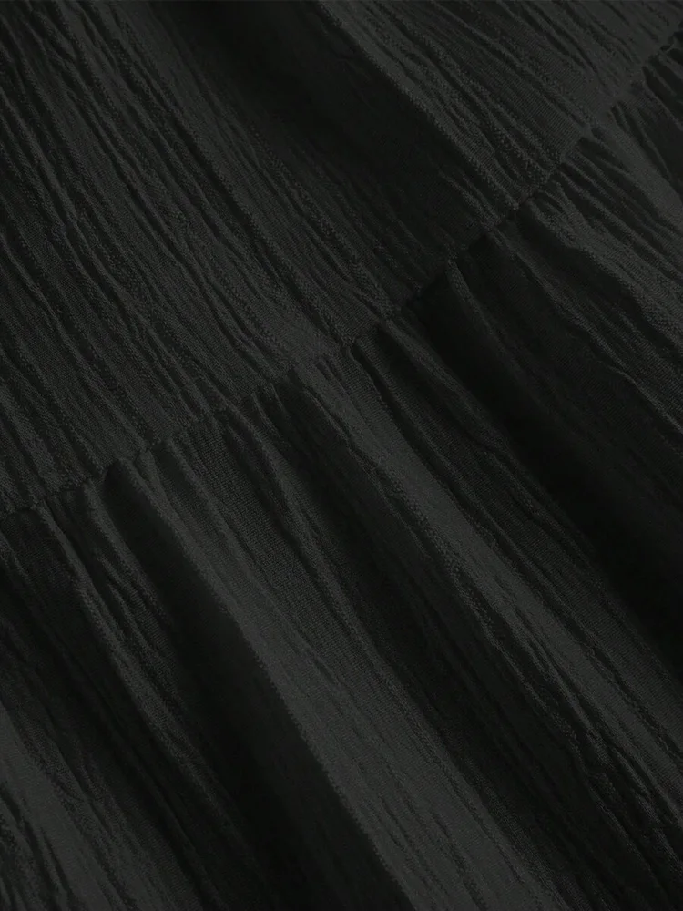 

Женская элегантная однотонная многоярусная юбка макси, эластичная талия на шнурке, струящаяся длинная юбка трапециевидной формы для повседневной повседневной носки