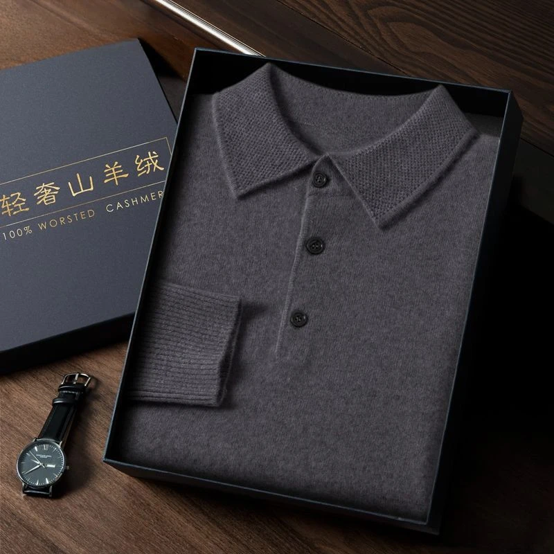 Luxury Autumn Winter Knit Sweater Pullover Men Clothes Polo Neck Business Casual Outerwear Coat Long Sleeve Warm Jacket Knitwear