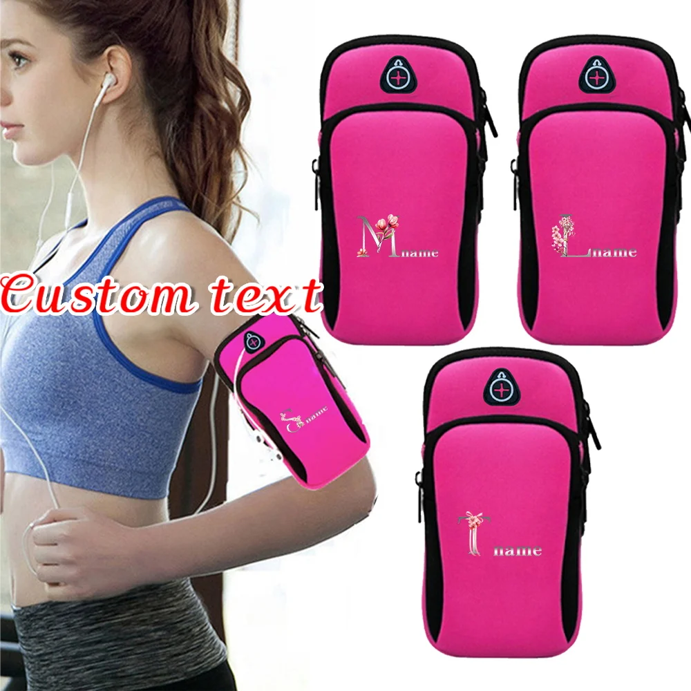 

Customized Name Pink Running Bag Sports Arm Bag Lightweight Outdoor Equipment Mobile Phone Bag Waterproof Customized Product