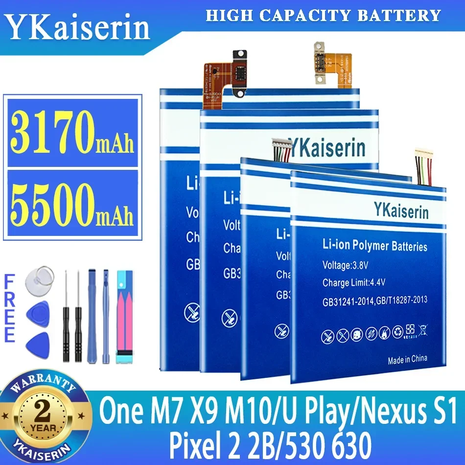 YKaiserin Battery for HTC One M7 X9 M10 Ultra Ocean Ultra U-1u Alpine U Play Google Pixel/Nexus S1 Pixel 2 2B 530 630 10 pro A32