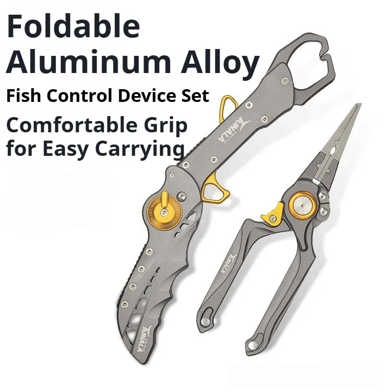折りたたみ式拡張魚捕りプライヤー-アルミニウム合金-ユーザーフレンドリーな魚制御装置-多機能釣りアウトドアツール