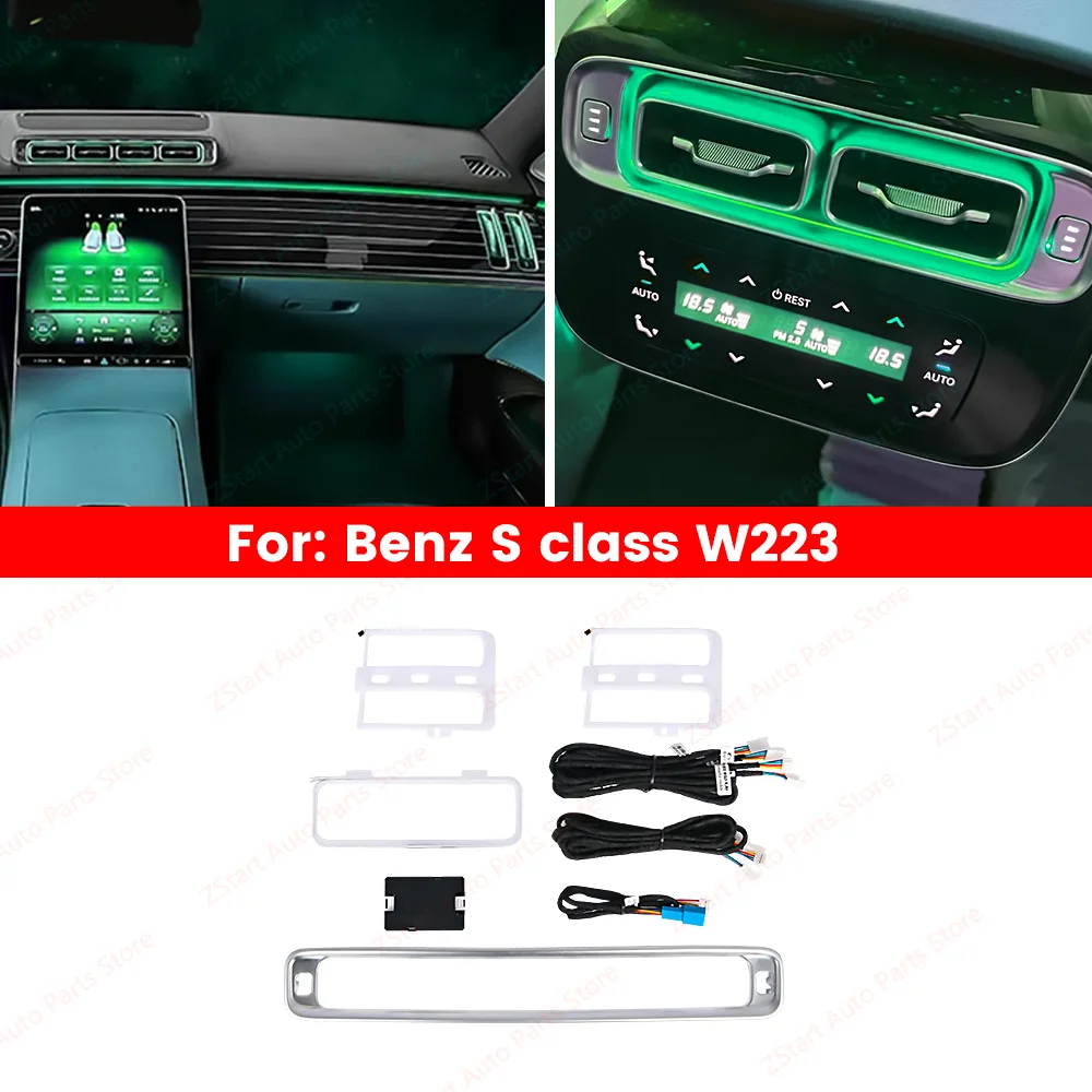 

64 Colors LED Air Vents Outlet Panel Cover Instrument Cover Car Accessories Vent Ambient Light For Mercedes Benz S-Class W223