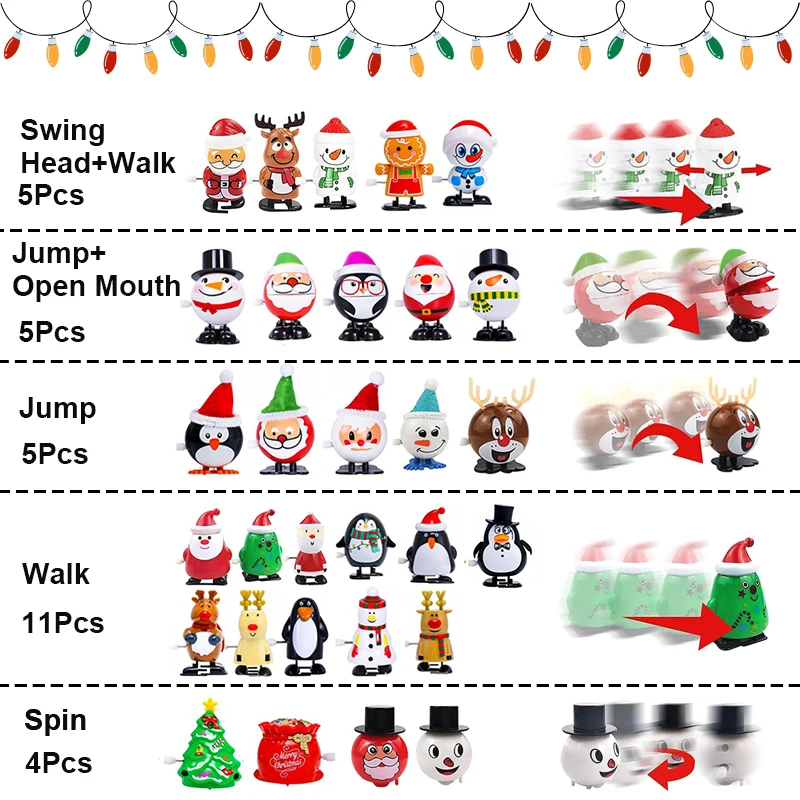 18-30Pcs Christmas Wind Up Toys Assorted Clockwork Toys Christmas Stocking Stuffers For Xmas Party Favors Goody Bag Filler