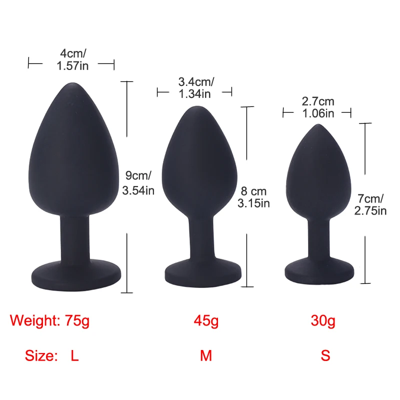 Silicone Anal Plug Adult Toys for Men Women Heart Crystal Anal Trainer for Couples Sex Toys Silicone Butt Plug Anal​ Toy 3 Sizes