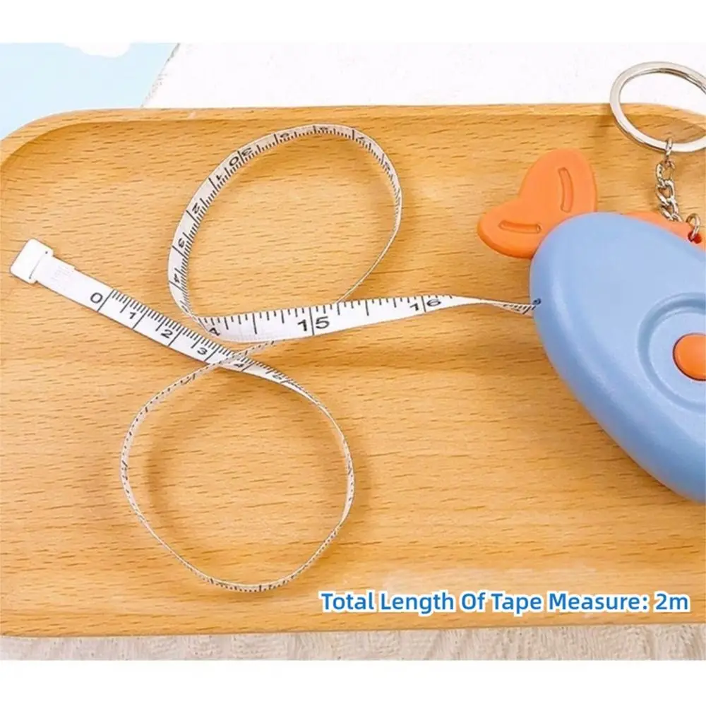 Portable 2M Length 2M Tape Measure Fish Shape One Click Rebound Soft Leather Ruler Soft Leather Clothing Tailor Ruler Home Use