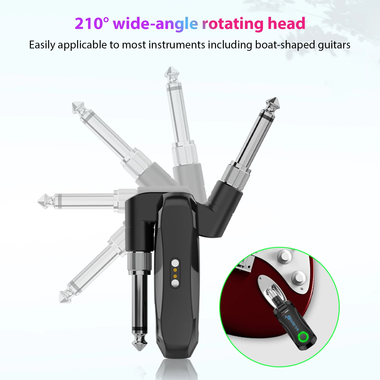 2.4G Wireless Guitar System Rechargeable Portable Transmitter Receiver Set with Charging Compartment Audio System 4 Channel