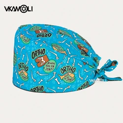Printed surgical caps with orthopedic and orthopaedic patterns reusable cotton nursing caps for doctors and nurses scrub cap