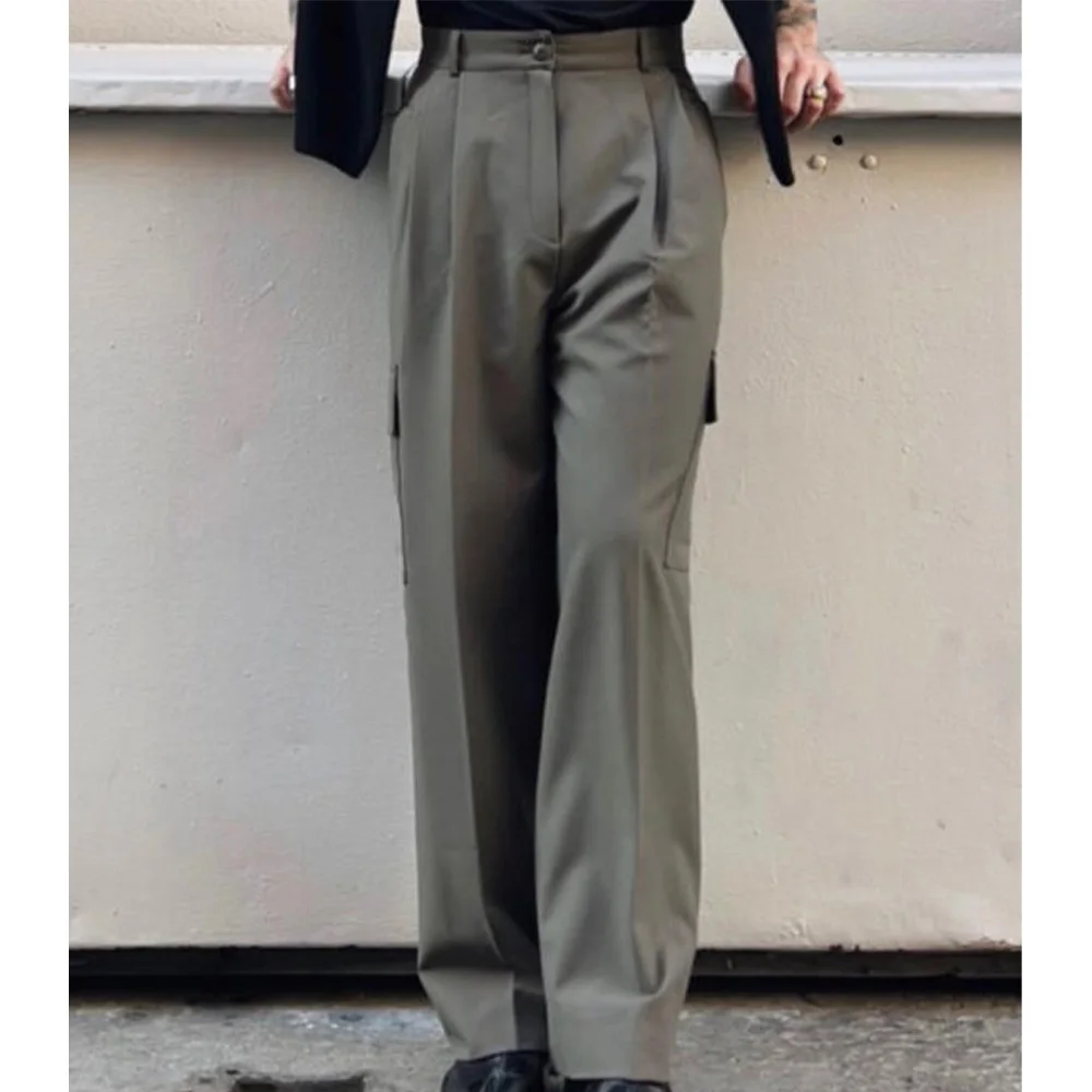 

Mens Pleated Trousers Blended Fabric Tapered Pants Comfortable Breathable Business Casual Office Wear Classic Dress Chino for Me