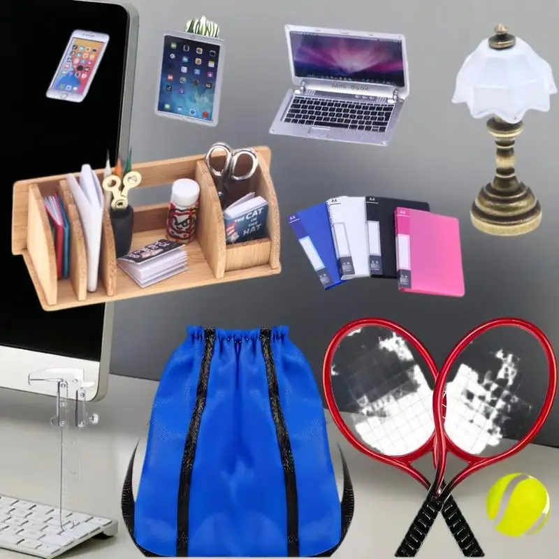 

Миниатюрная книжная полка для кукольного домика и набор канцелярских принадлежностей для установки живых сцен и домашнего декора