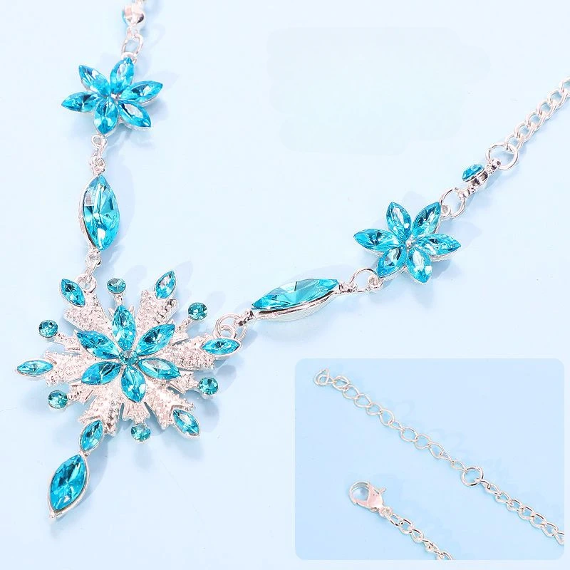 Frozen Elsa anime peripheral creative cartoon cute children's ear clip necklace ring toy set good-looking girl birthday gift