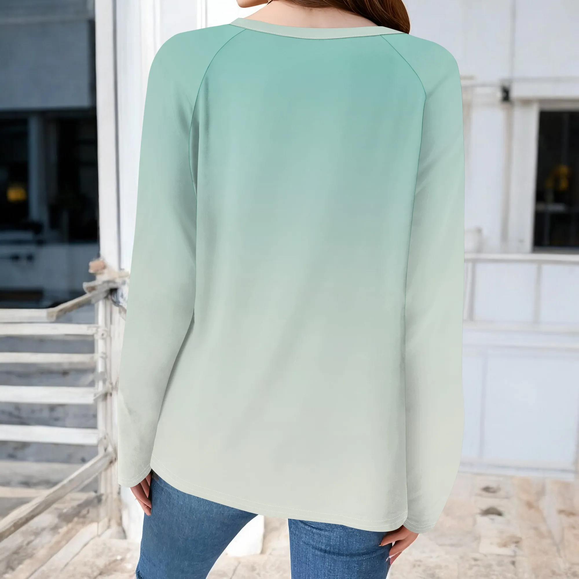 เสื้อสเวตเตอร์ขนาดใหญ่สําหรับผู้หญิงวาฟเฟิลถักบล็อกสีคอกลมแขนยาวลําลองสูงต่ําเสื้อสเวตเตอร์สวมหัวท็อปส์