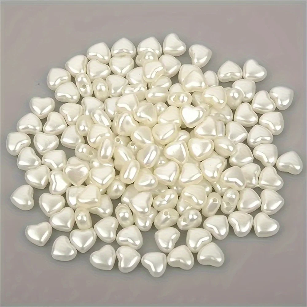 8mm 50pcs White Acrylic Heart-Shaped Beads Can Be Made into Bracelets, Necklaces, Rings, and DIY Items image 4