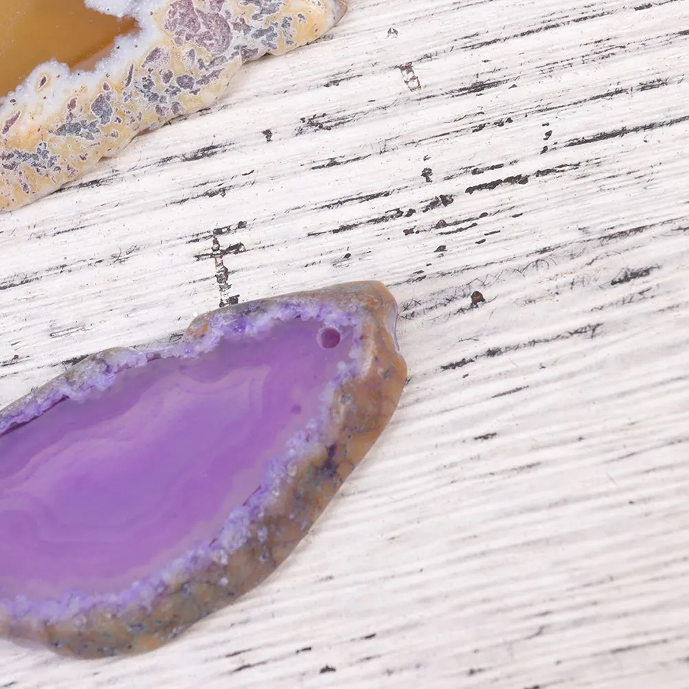 

15Pcs Colorful Agate Slices Natural Perforated Stones for DIY Jewelry Pendant Windbell Decor Natural Agate Slices
