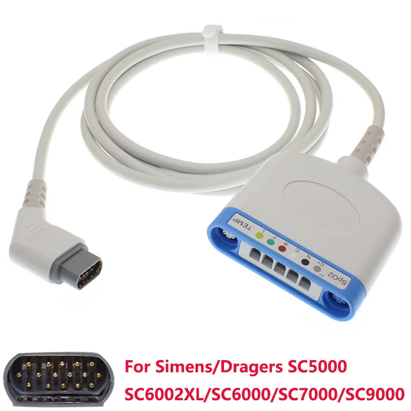 5 Leads ECG with Spo2/TEMP Multi-Link Trunk Cable 3368391/5950196 For Simens/Dragers SC5000/6002XL/6000/7000/9000 16Pin Monitor.