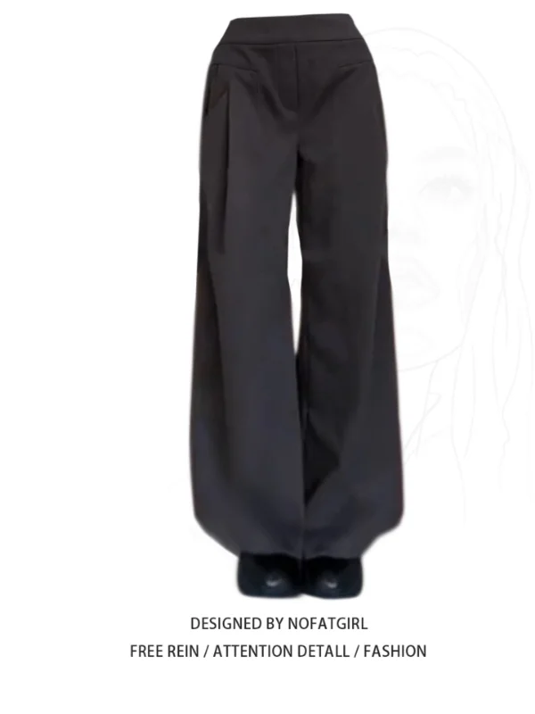 

plus Size Women's High Waist Wide Leg Pants Winter Thiened Woolen Straight Cut Trousers Comfortable Loose Sle Faionable